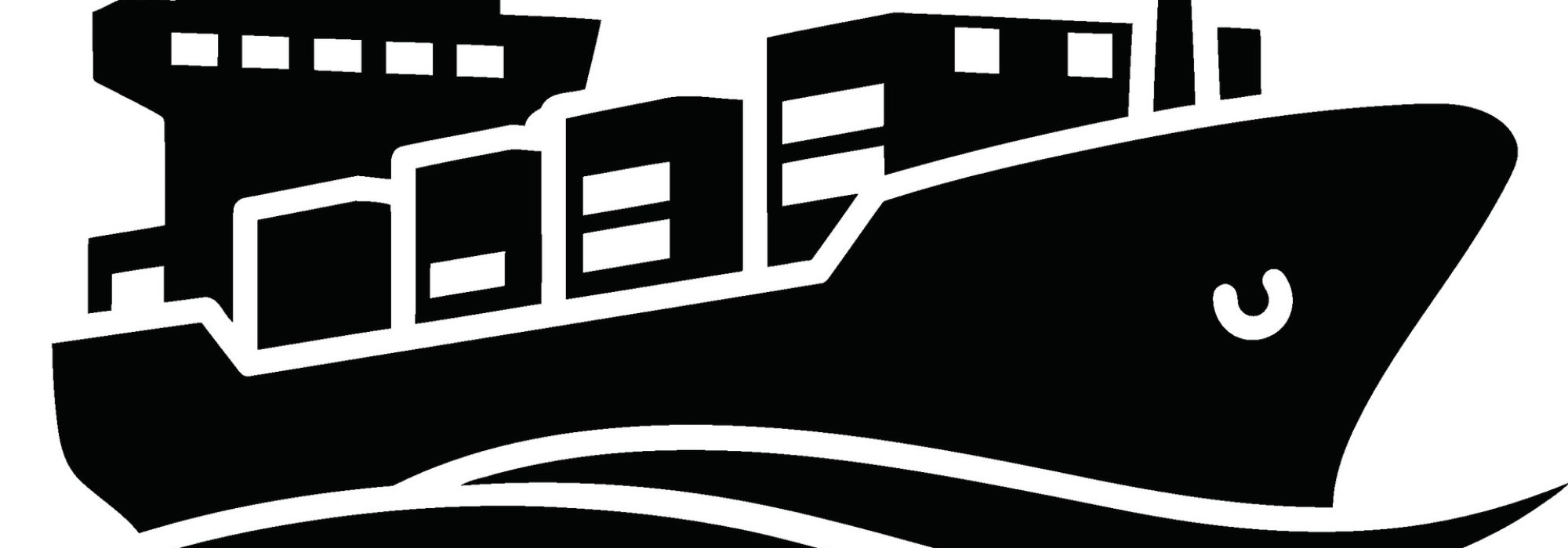 Silhouette of a cargo ship on the water, transporting containers.